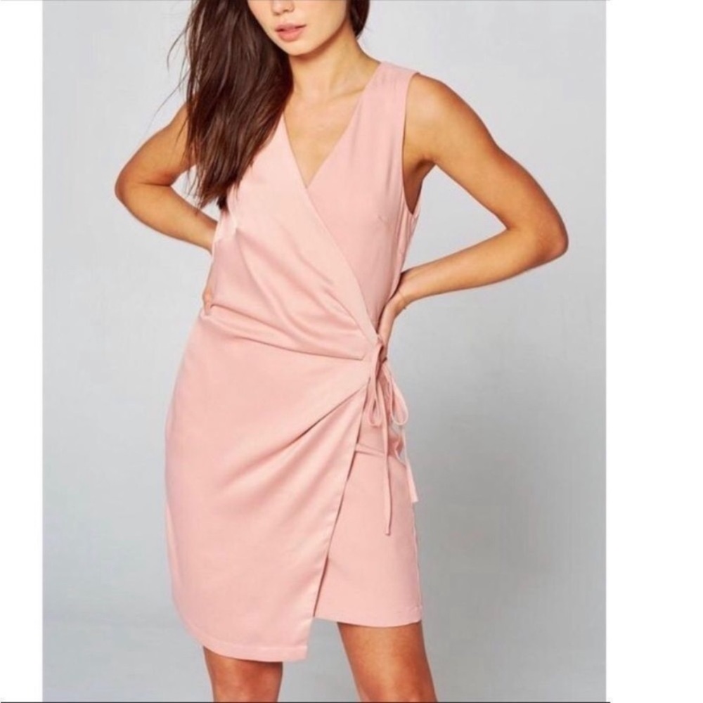 Strut & Bolt Los Angeles Bottega Satin Sleeveless Wrap Dress NEW Womens Large
